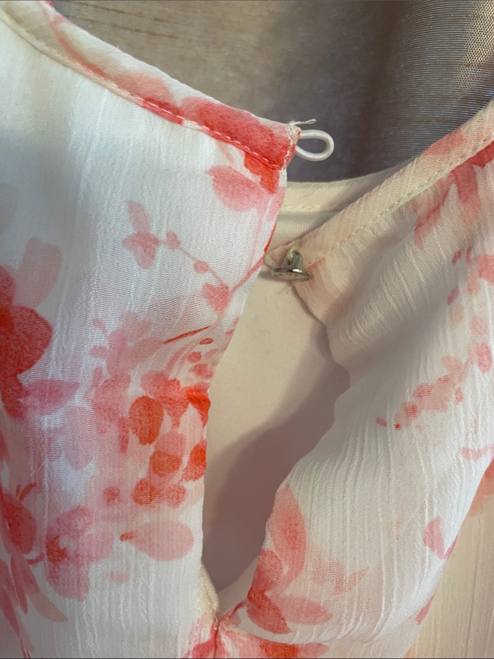 Tommy Hilfiger White Midi Dress with Coral Floral Overlay - Picture 4 of 13
